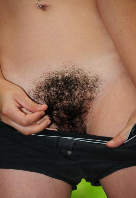 Exotic hairy teen Aixa teasing outdoors in nature - 7 of 16