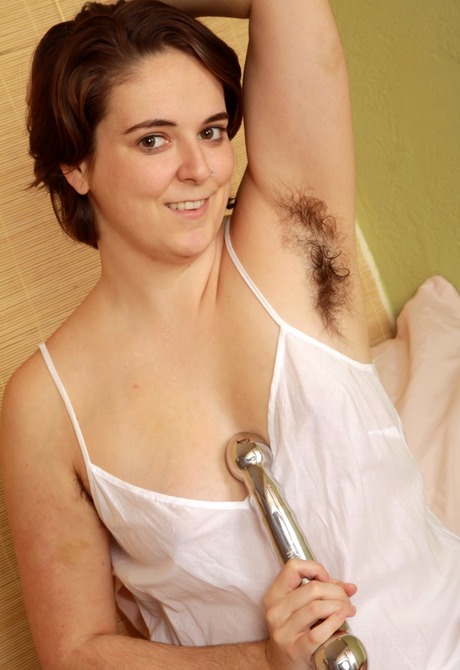 Hairy Harley teases and toys her woolly beaver with a dildo - 3 of 16