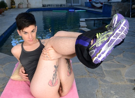 Foxy Joey shows off her amazing ass and her scary hairy clam - 6 of 16