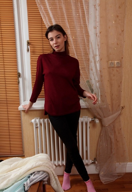 Sensual babe Taffy shows her sexy ass and soft furry snatch