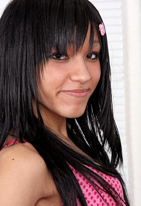 Dark Tess shows off her hot body and fingers her furry twat - 3 of 15