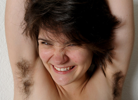 Scary hairy amateur Sally showing her unshaved pits - 15 of 16