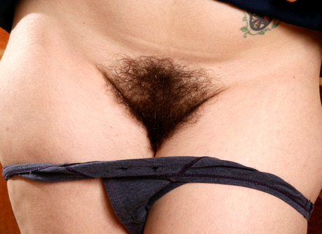 Thick hairy natural Simone showing snatch in kitchen - 6 of 16