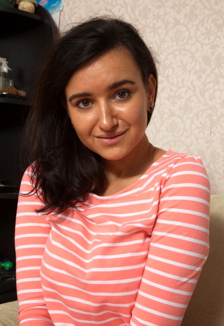 Busty natural amateur Katalina showing furry muff