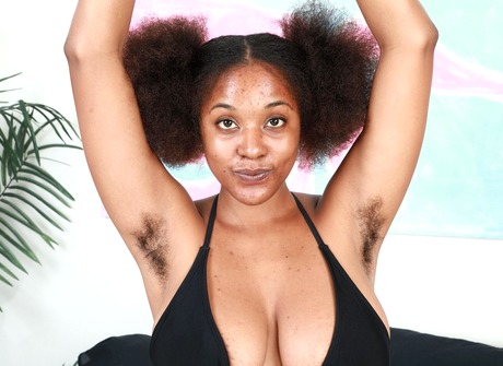 Chubby ebony amateur Panreece flaunting giant natural tits and hairy pussy - 4 of 16