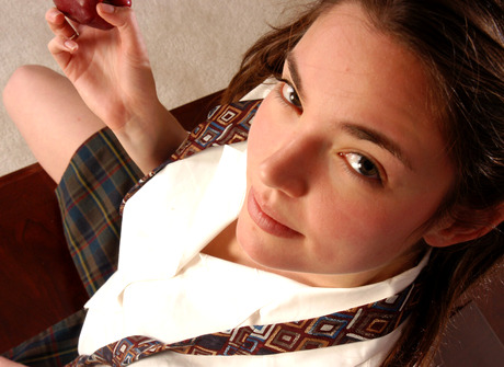 Teen with pigtails Josie strips lingerie to reveal big nautral tits and hairy pussy - 2 of 16